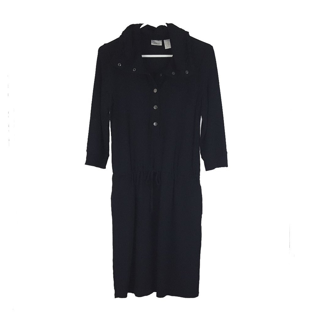 Zenergy Chico's 0 (Women's Size 4) Shift Dress Drawstring Solid Black